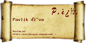 Pavlik Éva névjegykártya