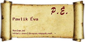 Pavlik Éva névjegykártya