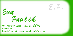 eva pavlik business card